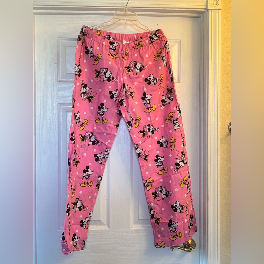 Disney Pink Minnie Mouse Pajama Bottoms with Polka Dots